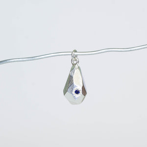 Petra Drop Charm with Sapphire  - Sterling Silver