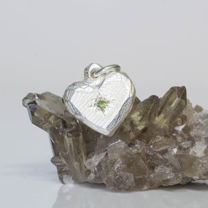 Heart Charm with Sapphire - Sterling Silver