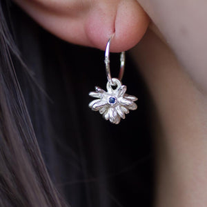 Coprosma Hoop Earrings with  Sapphires - Sterling Silver