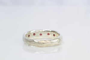 Subtle Band with Five Red Garnets - Sterling Silver