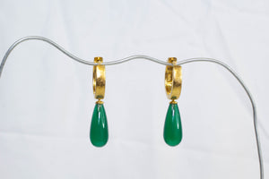 Endora Hoop Earrings - Gold Plated with Agate