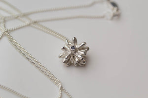 Coprosma Pendant with Sapphire - Sterling Silver