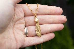 Sycamore Seed Necklace - Small - Gold Plated