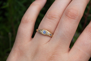 Seafoam Ring - 9ct Yellow Gold with Ceylon Sapphires & Diamonds