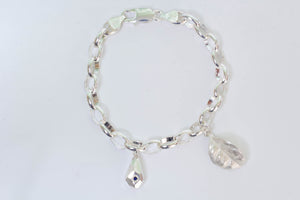Leaf &  Petra Drop Charm Bracelet - Sterling Silver