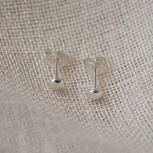 Flat Ball Stud Earrings - 3.6mm - Sterling Silver