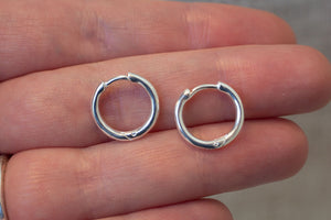 Round Profile Huggie Earrings - 14mm - Sterling Silver
