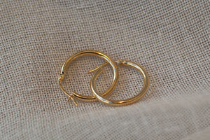 Round Hoop Earring - 15mm - 9ct Yellow Gold