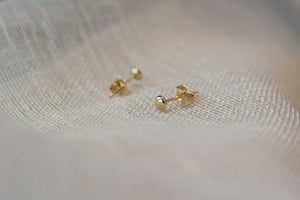 Flat Ball Stud Earrings - 3mm - 9ct Yellow Gold