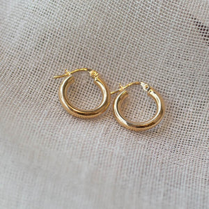 Round Hoop Earrings - 10mm - 9ct Yellow Gold