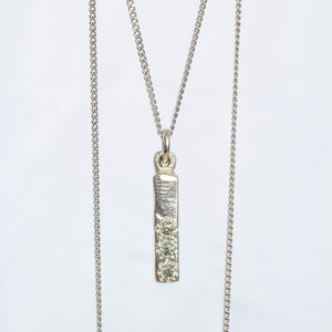 Pillar Pendant - White Gold with Green Sapphires