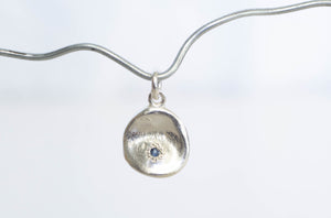 Water Drop Charm with Sapphire - Sterling Silver