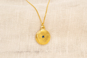 Io Pendant - Gold Plated with Blue Sapphire