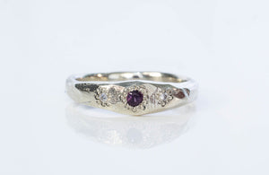 Hestia Ring - 9ct White Gold with Colour-Shift Purple Sapphire and Diamonds