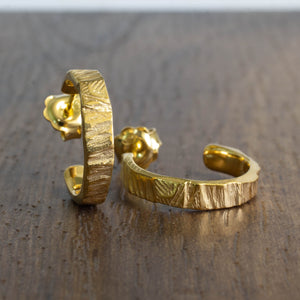Bark Hoop Earrings - Gold Plated