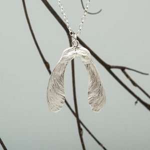 Sycamore Seed Necklace - Double - Sterling Silver