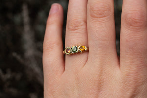 Hecate Ring - 14ct Yellow Gold with Sapphire, Garnet and Citrine