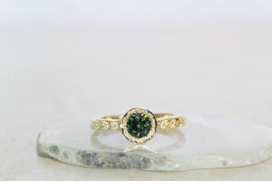 Vesper Ring - Yellow Gold with Green Sapphire & Diamonds