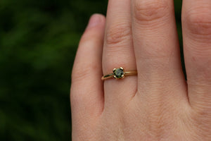 Droplet Ring - 14ct Yellow Gold with Green Sapphire