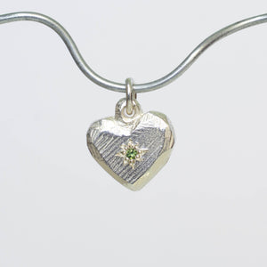 Heart Charm with Sapphire - Sterling Silver