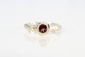 Spring Ring - Sterling Silver with Garnet