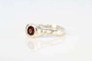 Spring Ring - Sterling Silver with Garnet