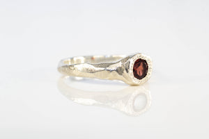 Spring Ring - Sterling Silver with Garnet