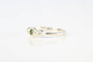 Aura Ring - Sterling Silver with Green Sapphire and Diamonds