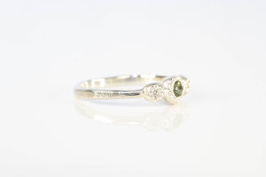 Aura Ring - Sterling Silver with Green Sapphire and Diamonds