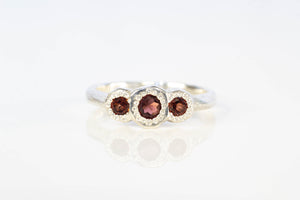 Torci Ring - Sterling Silver with Garnets