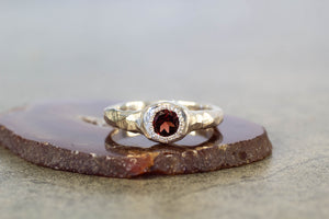 Spring Ring - Sterling Silver with Garnet