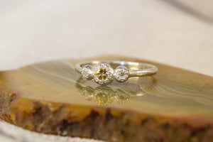 Aura Ring - Sterling Silver with Citrine and Diamonds