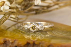 Aura Ring - Sterling Silver with Citrine and Diamonds