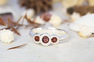 Torci Ring - Sterling Silver with Garnets