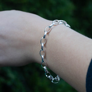 Charm Chain Bracelet – Large Links – Sterling Silver