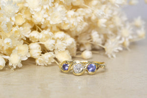 Laurel Ring - 9ct Yellow Gold with Ceylon Sapphires and Diamond