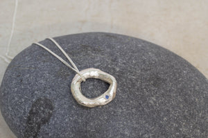 Circle Pendant - Sterling Silver with Sapphire - Large