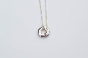 Circle Pendant - Silver with Sapphire - Small