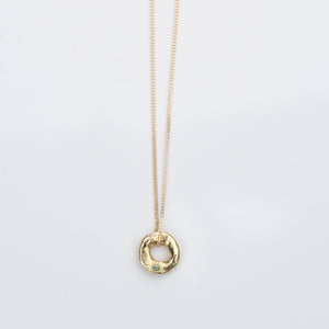 Circle Pendant - Yellow Gold with Green Sapphire - Small