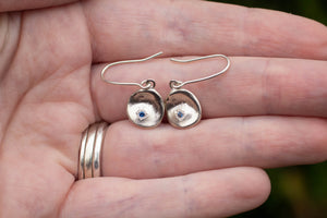 Water Drop Earrings - White Gold with Blue Sapphires