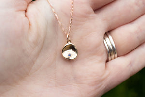 Water Drop Pendant - Yellow Gold with Blue Sapphire