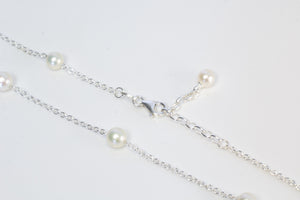 Pearl Chain Necklace - Sterling Silver - White