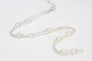 Pearl Chain Necklace - Sterling Silver - White