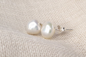 Keshi Pearl Studs - White - 8-9mm