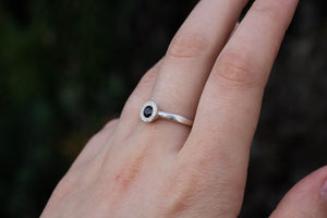 Pelagus Ring - Sterling Silver with Black Sapphire