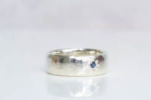 Subtle Band with Star-Set Sapphire - 9ct White Gold