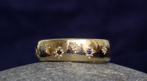 Matariki Band - 9ct Yellow Gold with Sapphire and Diamonds