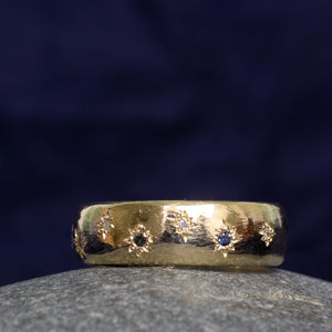 Matariki Band - 9ct Yellow Gold with Sapphire and Diamonds