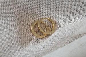 Square Profile Huggie Earrings - 18mm - 9ct Yellow Gold