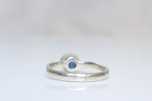 Wave Ring - 9ct White Gold with Blue-Green Sapphire